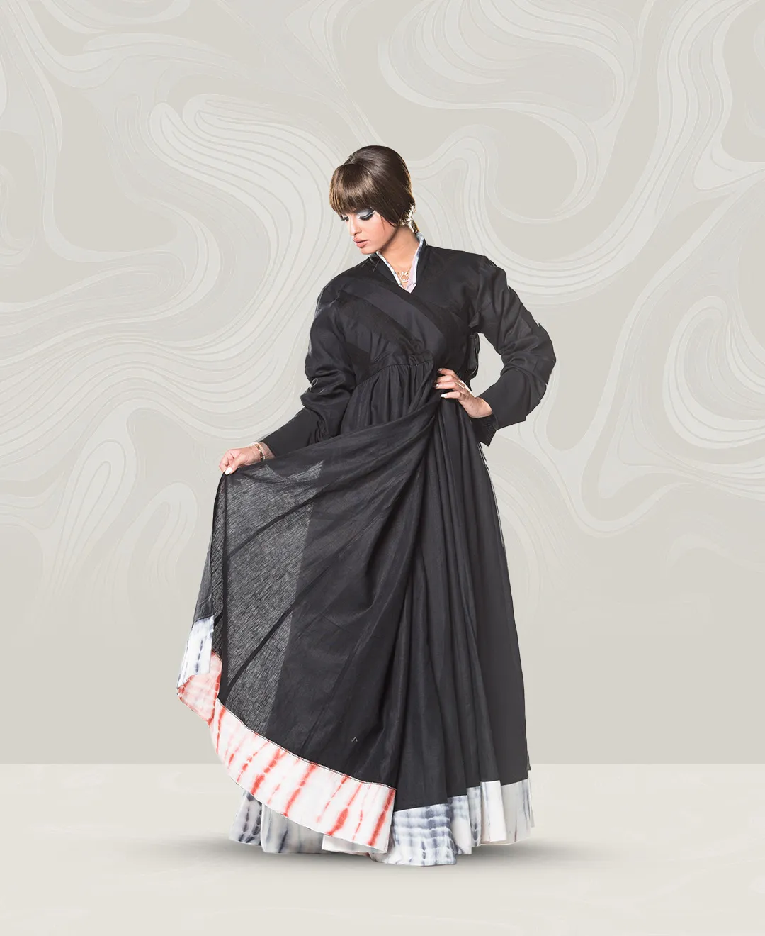 Linen black abaya