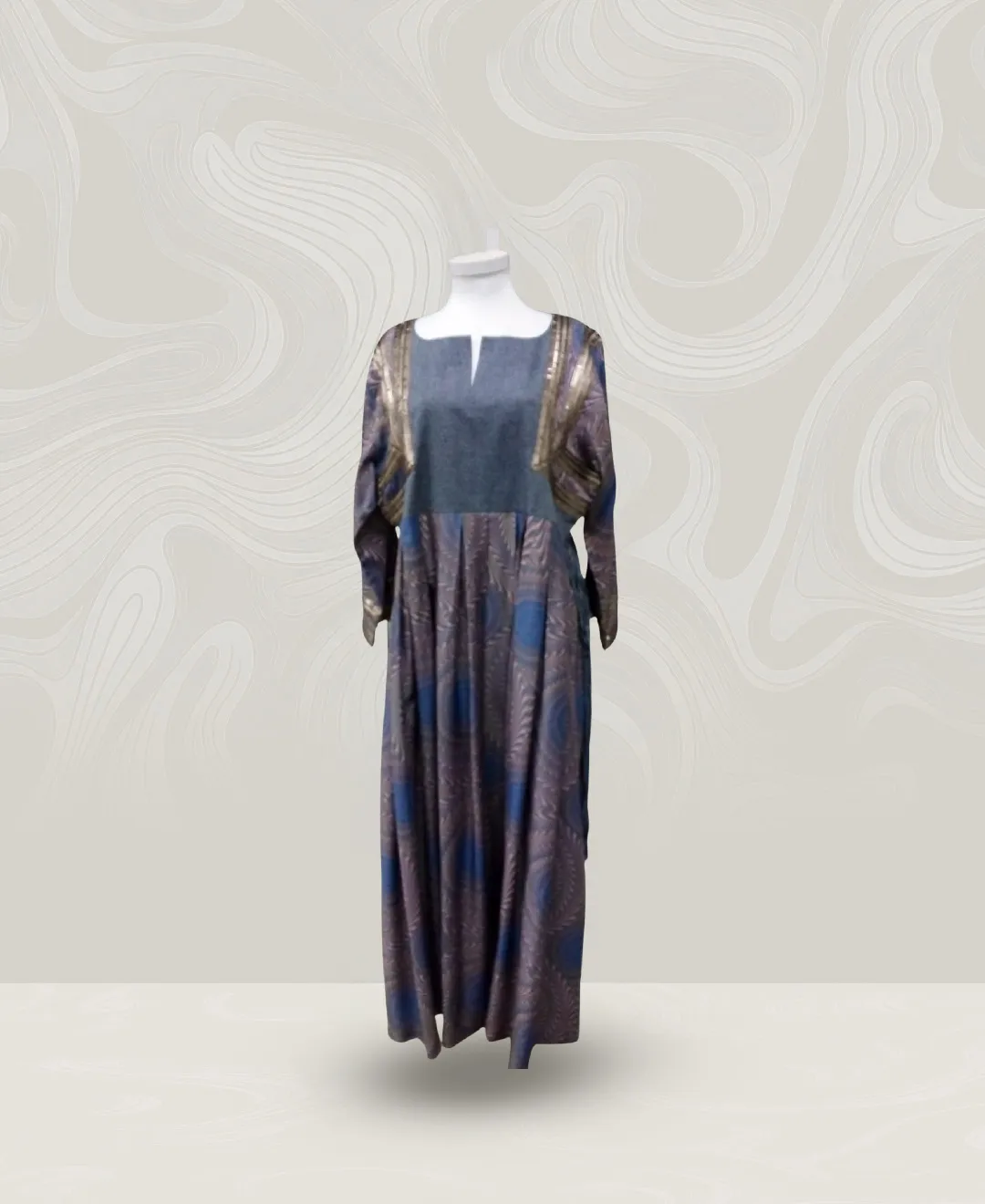 Gray and Gold Fringing Jalabiya