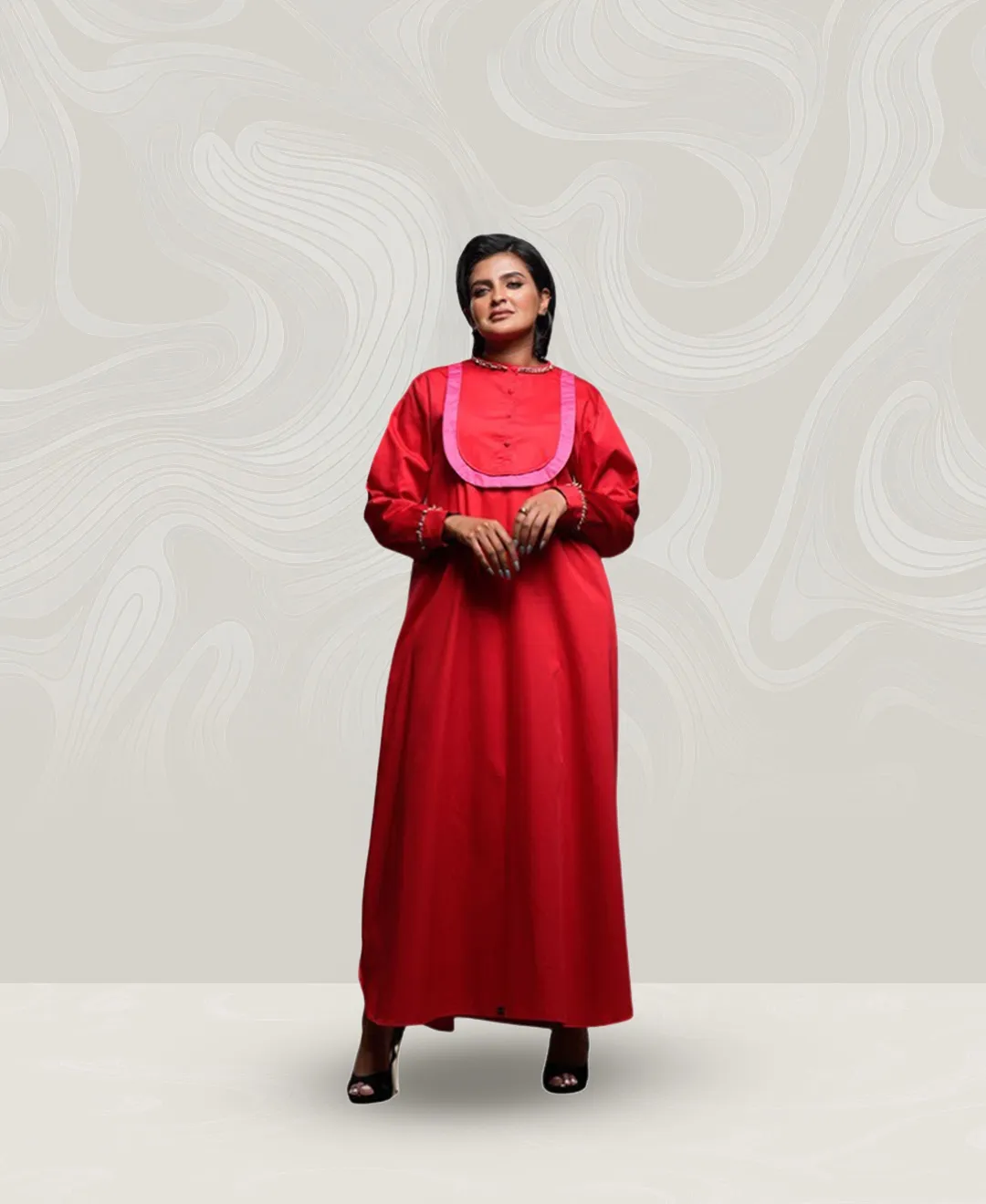 Red Cotton Jalabiya
